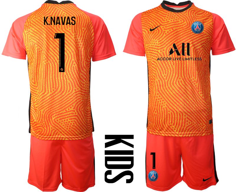 Youth 2020-2021 club Paris St German red goalkeeper #1 Soccer Jerseys->paris st german jersey->Soccer Club Jersey